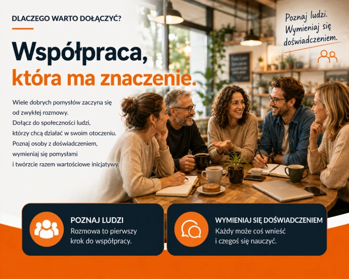 Przedsiębiorcy rozmawiają przy wspólnym stole, poznają się i szukają możliwości współpracy.